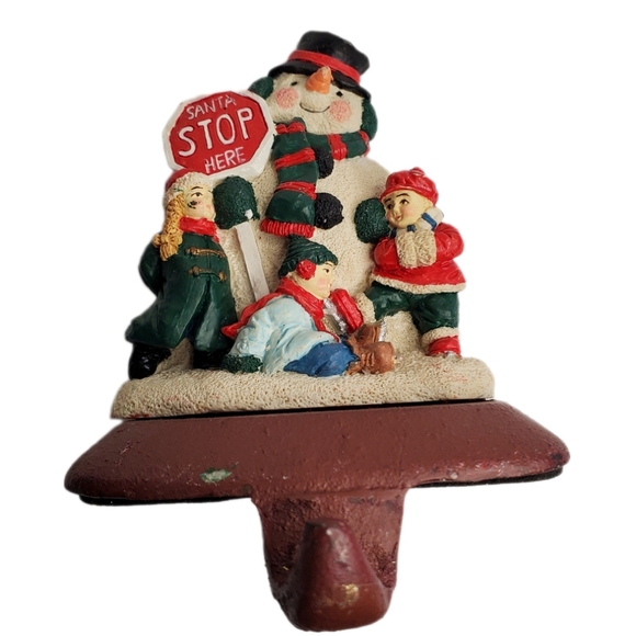 New Creative Enterprise  Vintage (1993) Snowman Crossing Guard Stocking Hanger - Picture 2 of 7